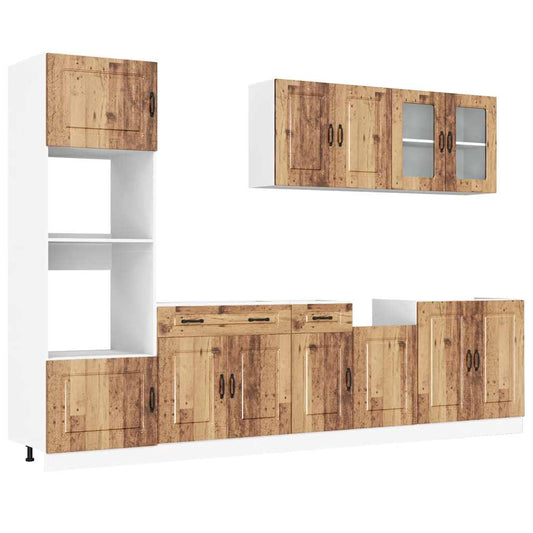 7 Piece Kitchen Cabinet Set "Kalmar" Old Wood Engineered Wood 7 Piece Kitchen Cabinet Set "Kalmar" Old Wood Engineered Wood