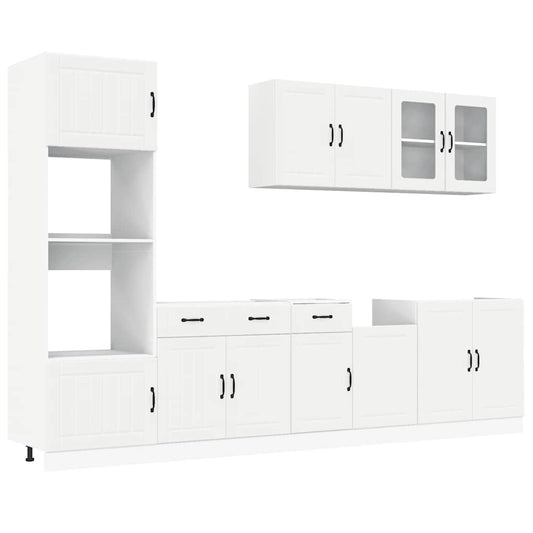7 Piece Kitchen Cabinet Set "Kalmar" White Engineered Wood 7 Piece Kitchen Cabinet Set "Kalmar" White Engineered Wood