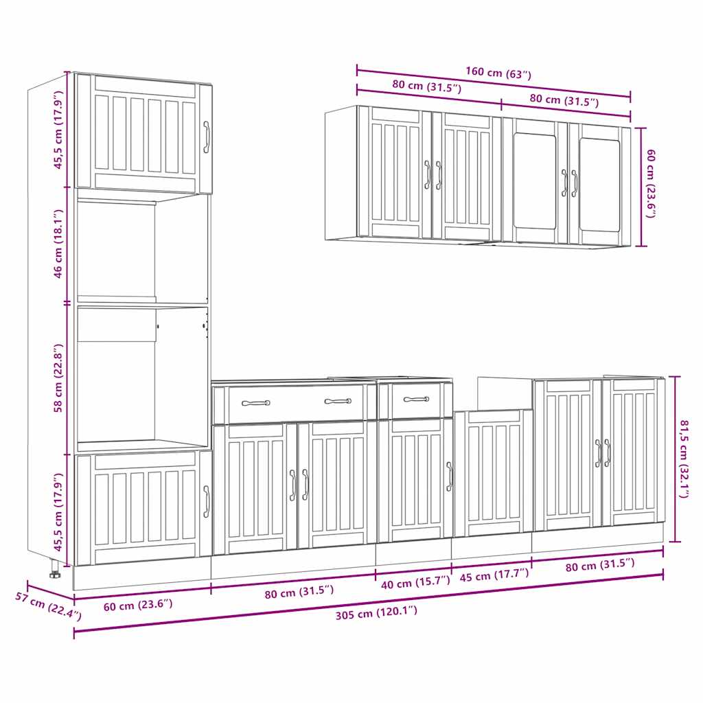 7 Piece Kitchen Cabinet Set "Kalmar" White Engineered Wood