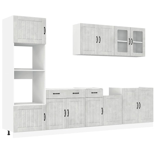 7 Piece Kitchen Cabinet Set "Lucca" Concrete Grey Engineered Wood 7 Piece Kitchen Cabinet Set "Lucca" Concrete Grey Engineered Wood