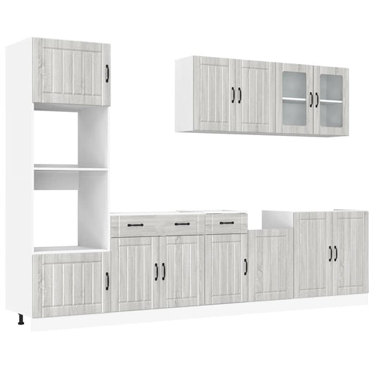 7 Piece Kitchen Cabinet Set "Kalmar" Grey Sonoma Engineered Wood 7 Piece Kitchen Cabinet Set "Kalmar" Grey Sonoma Engineered Wood