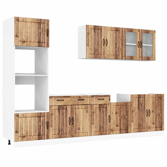 7 Piece Kitchen Cabinet Set "Kalmar" Old Wood Engineered Wood 7 Piece Kitchen Cabinet Set "Kalmar" Old Wood Engineered Wood