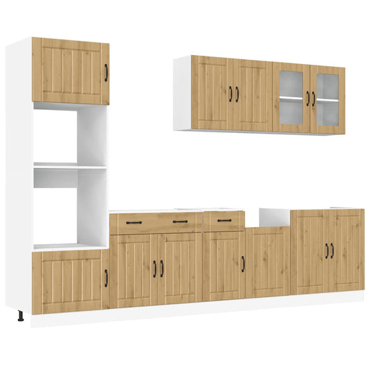 7 Piece Kitchen Cabinet Set "Kalmar" Artisan Oak Engineered Wood 7 Piece Kitchen Cabinet Set "Kalmar" Artisan Oak Engineered Wood