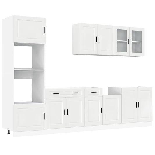 7 Piece Kitchen Cabinet Set Kalmar High Gloss White Engineered Wood 7 Piece Kitchen Cabinet Set Kalmar High Gloss White Engineered Wood