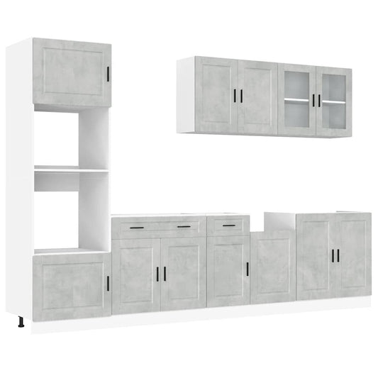 7 Piece Kitchen Cabinet Set "Kalmar" Concrete Grey Engineered Wood 7 Piece Kitchen Cabinet Set "Kalmar" Concrete Grey Engineered Wood