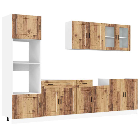 7 Piece Kitchen Cabinet Set "Porto" Old Wood Engineered Wood 7 Piece Kitchen Cabinet Set "Porto" Old Wood Engineered Wood