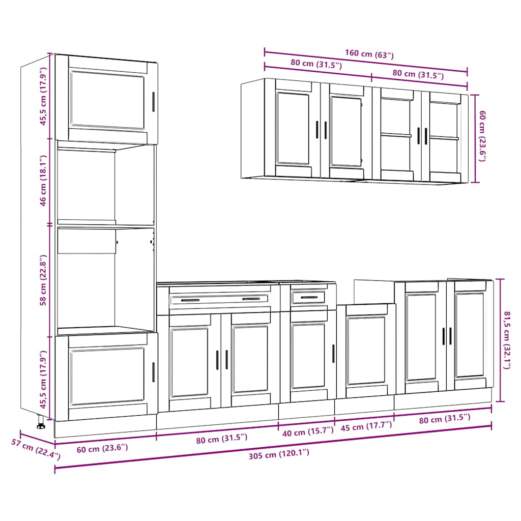 7 Piece Kitchen Cabinet Set "Kalmar" Artisan Oak Engineered Wood