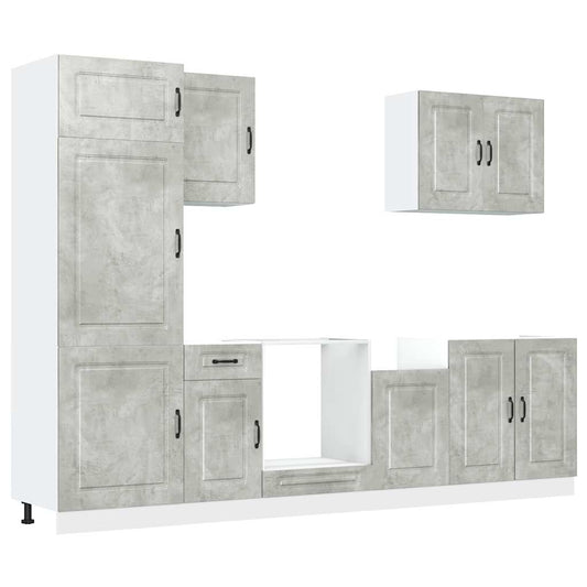 7 Piece Kitchen Cabinet Set Kalmar Concrete Grey Engineered Wood 7 Piece Kitchen Cabinet Set Kalmar Concrete Grey Engineered Wood