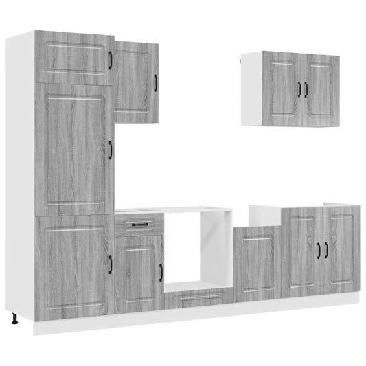 7 Piece Kitchen Cabinet Set "Kalmar" Grey Sonoma Engineered Wood 7 Piece Kitchen Cabinet Set "Kalmar" Grey Sonoma Engineered Wood