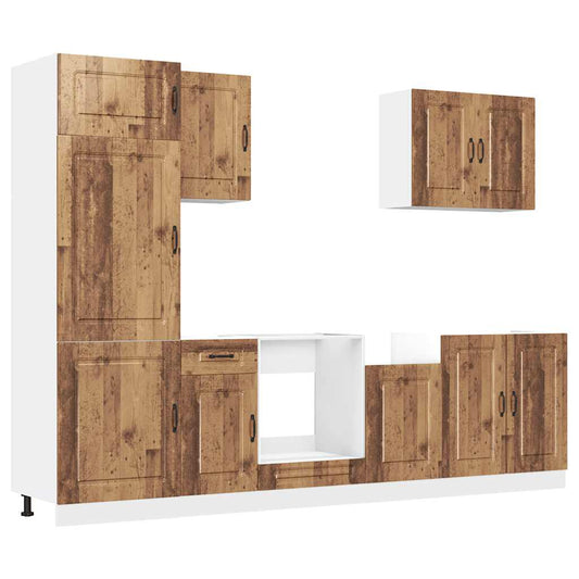 7 Piece Kitchen Cabinet Set Kalmar Old Wood Engineered Wood 7 Piece Kitchen Cabinet Set Kalmar Old Wood Engineered Wood