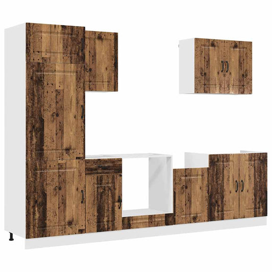 7 Piece Kitchen Cabinet Set "Kalmar" Old Wood Engineered Wood 7 Piece Kitchen Cabinet Set "Kalmar" Old Wood Engineered Wood