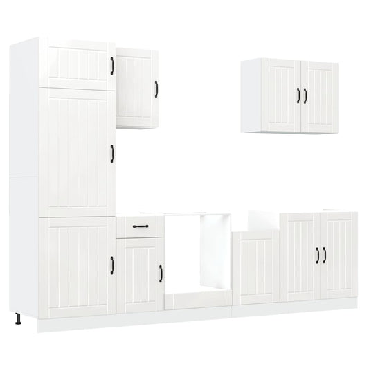 7 Piece Kitchen Cabinet Set Lucca White Engineered Wood 7 Piece Kitchen Cabinet Set Lucca White Engineered Wood