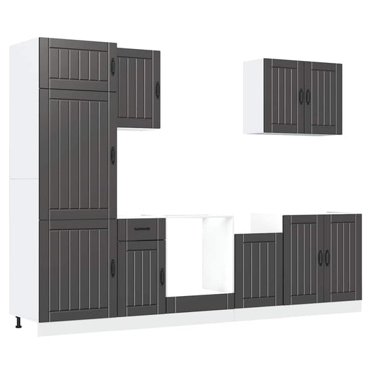 7 Piece Kitchen Cabinet Set Lucca Black Engineered Wood 7 Piece Kitchen Cabinet Set Lucca Black Engineered Wood