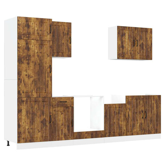 7 Piece Kitchen Cabinet Set Lucca Smoked Oak Engineered Wood 7 Piece Kitchen Cabinet Set Lucca Smoked Oak Engineered Wood