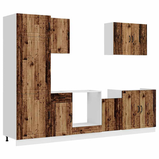 7 Piece Kitchen Cabinet Set "Lucca" Old Wood Engineered Wood 7 Piece Kitchen Cabinet Set "Lucca" Old Wood Engineered Wood