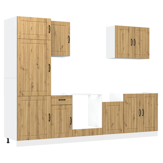 7 Piece Kitchen Cabinet Set Lucca Artisan Oak Engineered Wood 7 Piece Kitchen Cabinet Set Lucca Artisan Oak Engineered Wood