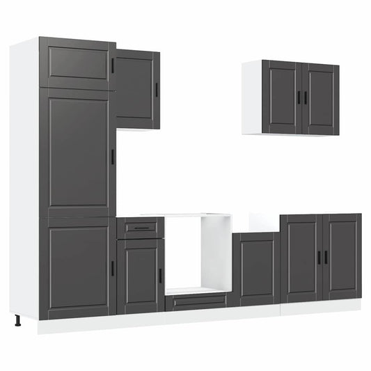 7 Piece Kitchen Cabinet Set "Porto" Black Engineered Wood 7 Piece Kitchen Cabinet Set "Porto" Black Engineered Wood