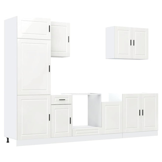 7 Piece Kitchen Cabinet Set Porto High Gloss White Engineered Wood 7 Piece Kitchen Cabinet Set Porto High Gloss White Engineered Wood