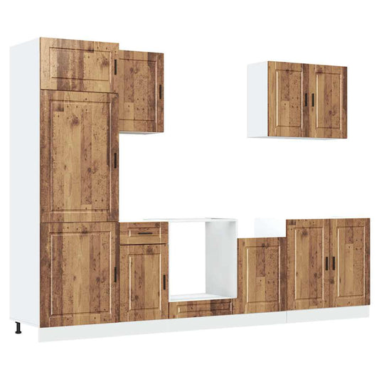 7 Piece Kitchen Cabinet Set "Porto" Old Wood Engineered Wood 7 Piece Kitchen Cabinet Set "Porto" Old Wood Engineered Wood
