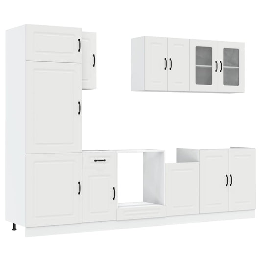8 Piece Kitchen Cabinet Set Kalmar White Engineered Wood 8 Piece Kitchen Cabinet Set Kalmar White Engineered Wood