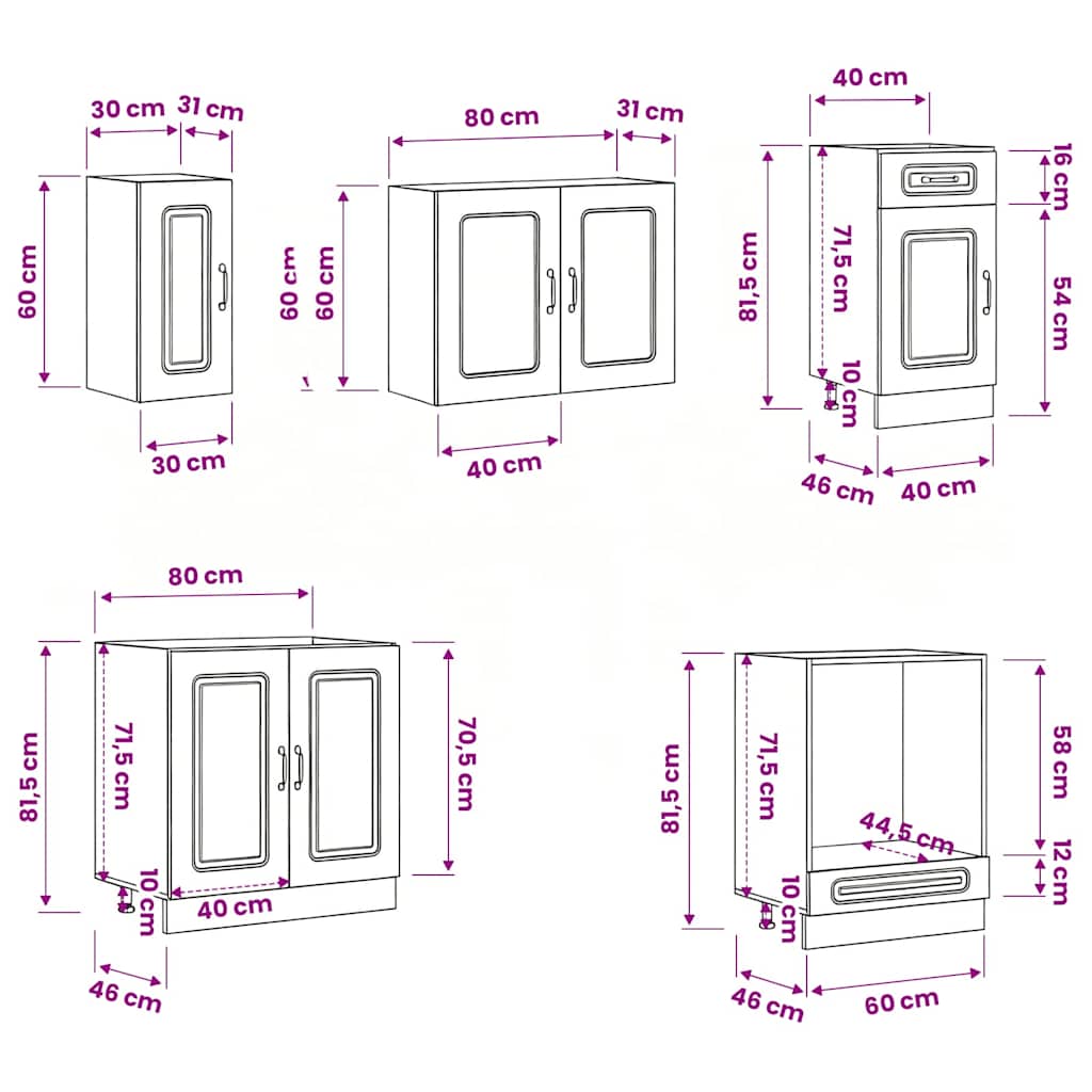 8 Piece Kitchen Cabinet Set "Kalmar" White Engineered Wood
