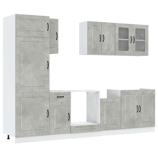 8 Piece Kitchen Cabinet Set Kalmar Concrete Grey Engineered Wood 8 Piece Kitchen Cabinet Set Kalmar Concrete Grey Engineered Wood