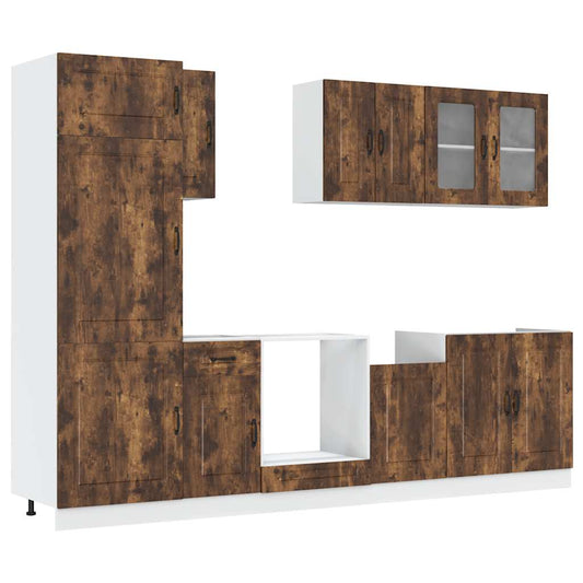 8 Piece Kitchen Cabinet Set Kalmar Smoked Oak Engineered Wood 8 Piece Kitchen Cabinet Set Kalmar Smoked Oak Engineered Wood