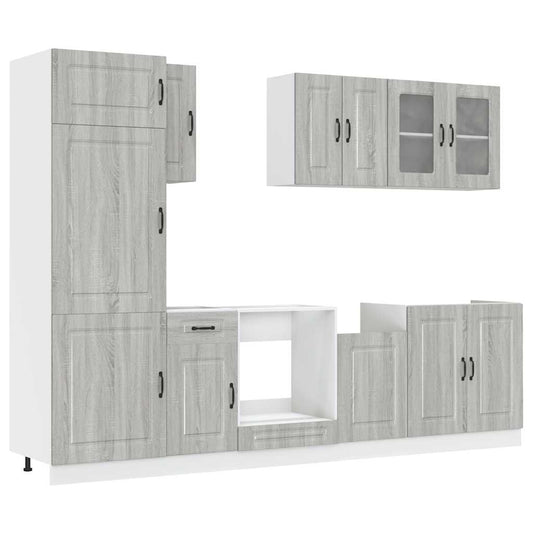 8 Piece Kitchen Cabinet Set Kalmar Grey Sonoma Engineered Wood 8 Piece Kitchen Cabinet Set Kalmar Grey Sonoma Engineered Wood