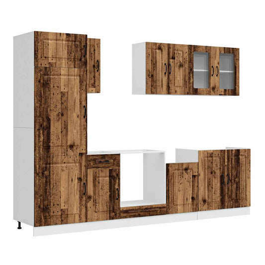 8 Piece Kitchen Cabinet Set "Kalmar" Old Wood Engineered Wood 8 Piece Kitchen Cabinet Set "Kalmar" Old Wood Engineered Wood