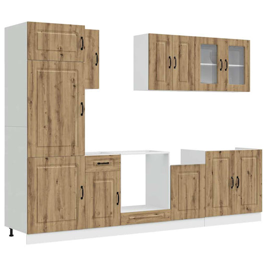 8 Piece Kitchen Cabinet Set "Kalmar" Artisan Oak Engineered Wood 8 Piece Kitchen Cabinet Set "Kalmar" Artisan Oak Engineered Wood