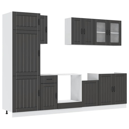 8 Piece Kitchen Cabinet Set Kalmar Black Engineered Wood 8 Piece Kitchen Cabinet Set Kalmar Black Engineered Wood