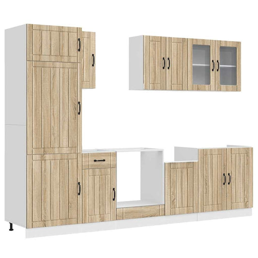 8 Piece Kitchen Cabinet Set "Lucca" Sonoma Oak Engineered Wood 8 Piece Kitchen Cabinet Set "Lucca" Sonoma Oak Engineered Wood