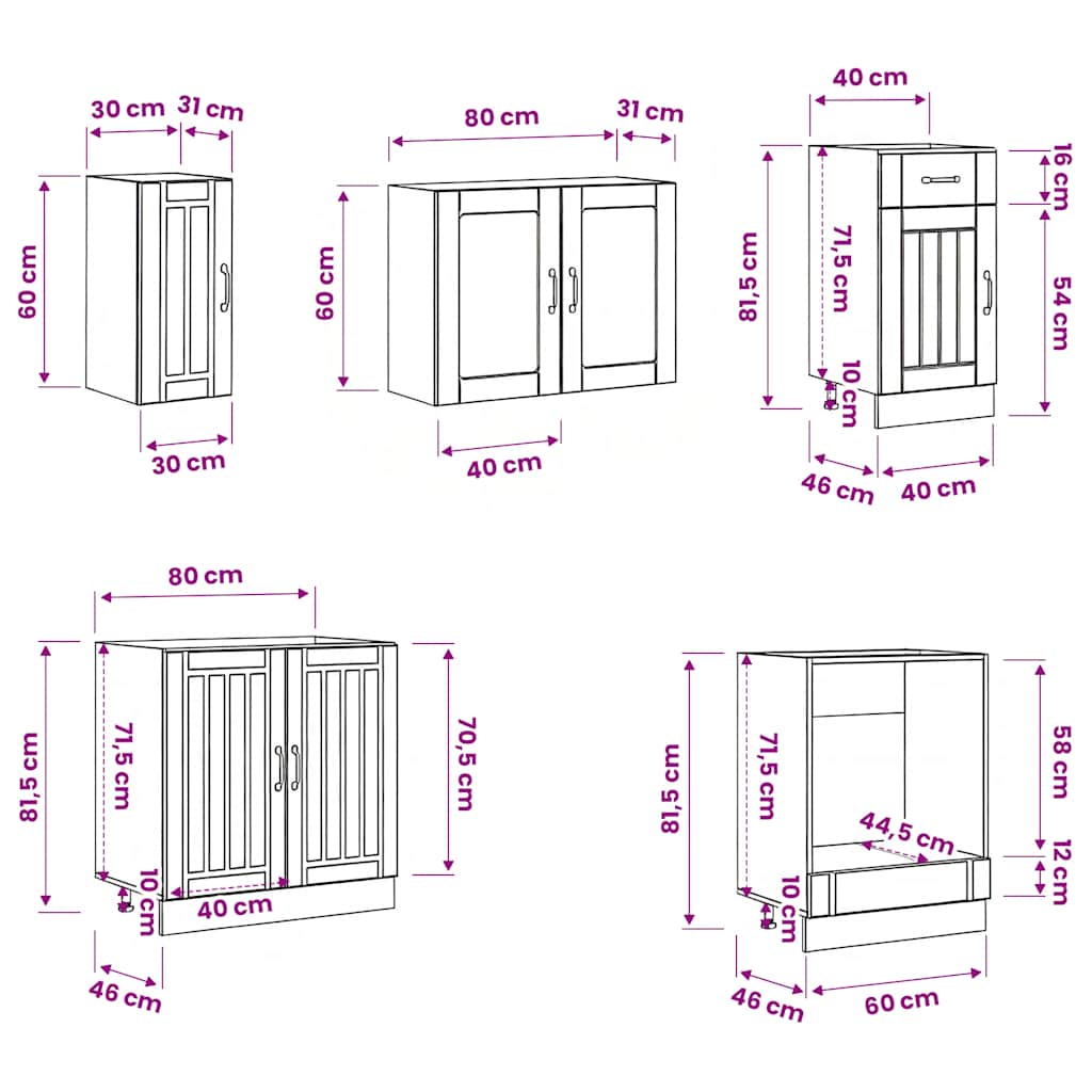 8 Piece Kitchen Cabinet Set Lucca Sonoma Oak Engineered Wood