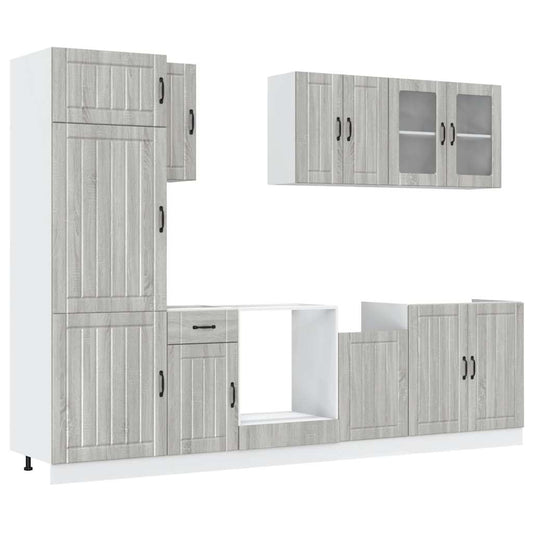 8 Piece Kitchen Cabinet Set Kalmar Grey Sonoma Engineered Wood 8 Piece Kitchen Cabinet Set Kalmar Grey Sonoma Engineered Wood