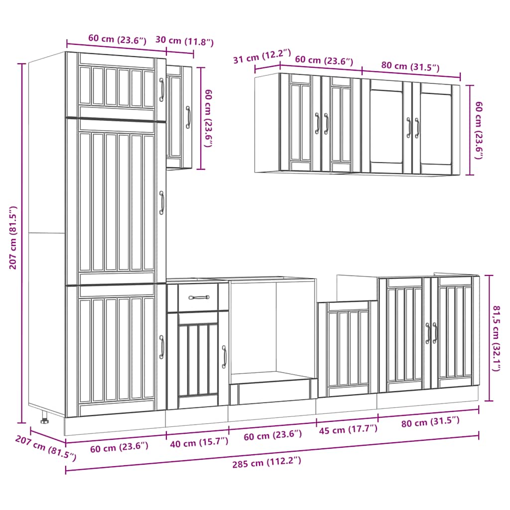 8 Piece Kitchen Cabinet Set "Kalmar" Artisan Oak Engineered Wood