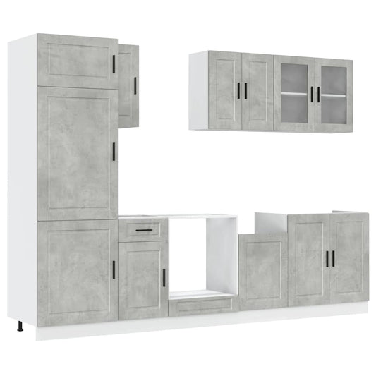8 Piece Kitchen Cabinet Set "Kalmar" Concrete Grey Engineered Wood 8 Piece Kitchen Cabinet Set "Kalmar" Concrete Grey Engineered Wood