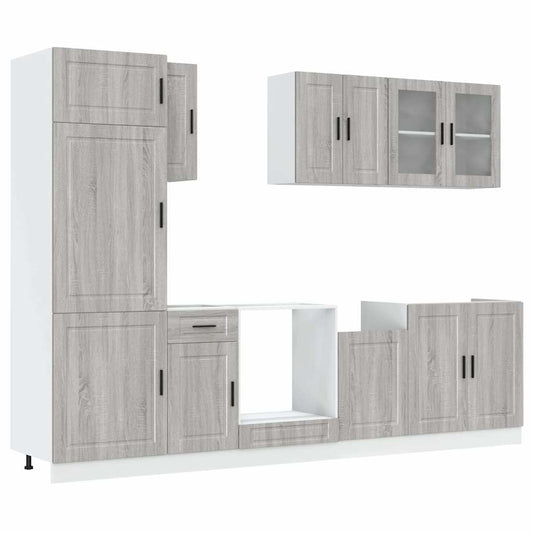 8 Piece Kitchen Cabinet Set Kalmar Grey Sonoma Engineered Wood 8 Piece Kitchen Cabinet Set Kalmar Grey Sonoma Engineered Wood