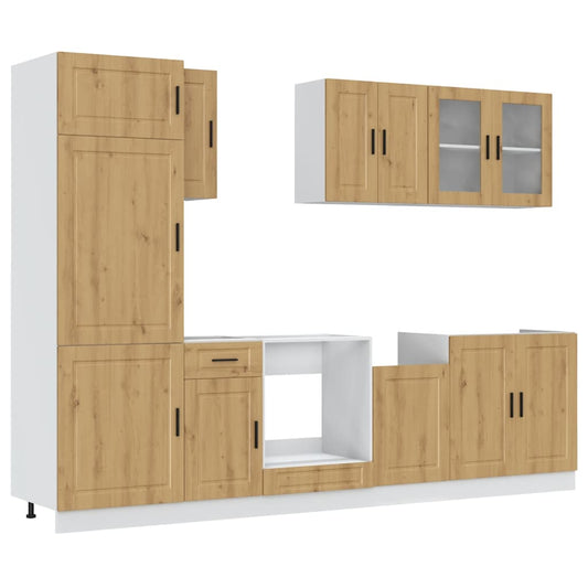 8 Piece Kitchen Cabinet Set Kalmar Artisan Oak Engineered Wood 8 Piece Kitchen Cabinet Set Kalmar Artisan Oak Engineered Wood