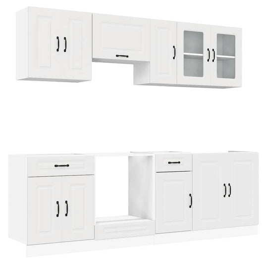 8 Piece Kitchen Cabinet Set Kalmar White Engineered Wood 8 Piece Kitchen Cabinet Set Kalmar White Engineered Wood