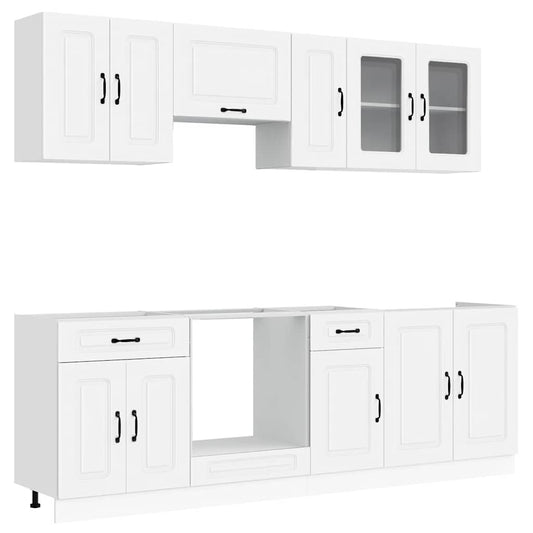 8 Piece Kitchen Cabinet Set Kalmar White Engineered Wood 8 Piece Kitchen Cabinet Set Kalmar White Engineered Wood