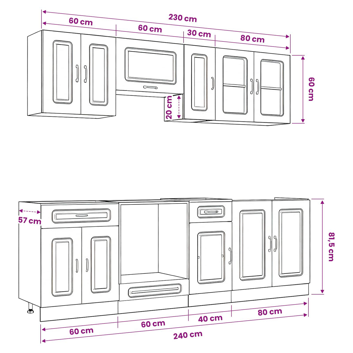 8 Piece Kitchen Cabinet Set "Kalmar" White Engineered Wood