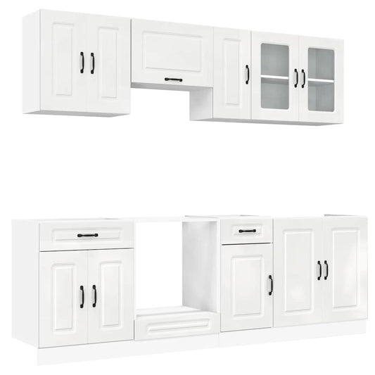 8 Piece Kitchen Cabinet Set Kalmar High Gloss White Engineered Wood 8 Piece Kitchen Cabinet Set Kalmar High Gloss White Engineered Wood