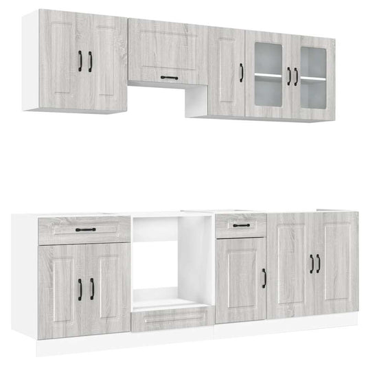 8 Piece Kitchen Cabinet Set Kalmar Grey Sonoma Engineered Wood 8 Piece Kitchen Cabinet Set Kalmar Grey Sonoma Engineered Wood