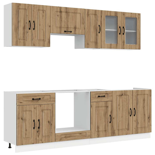 8 Piece Kitchen Cabinet Set "Kalmar" Artisan Oak Engineered Wood 8 Piece Kitchen Cabinet Set "Kalmar" Artisan Oak Engineered Wood