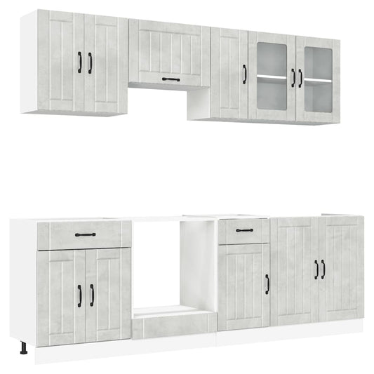 8 Piece Kitchen Cabinet Set Lucca Concrete Grey Engineered Wood 8 Piece Kitchen Cabinet Set Lucca Concrete Grey Engineered Wood
