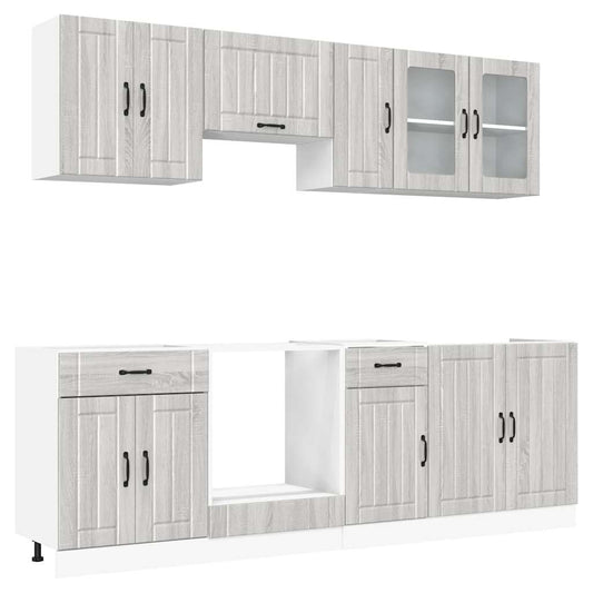 8 Piece Kitchen Cabinet Set Kalmar Grey Sonoma Engineered Wood 8 Piece Kitchen Cabinet Set Kalmar Grey Sonoma Engineered Wood