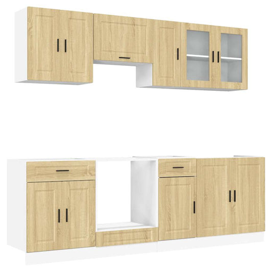 8 Piece Kitchen Cabinet Set "Porto" Sonoma Oak Engineered Wood 8 Piece Kitchen Cabinet Set "Porto" Sonoma Oak Engineered Wood