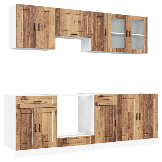 8 Piece Kitchen Cabinet Set "Kalmar" Old Wood Engineered Wood 8 Piece Kitchen Cabinet Set "Kalmar" Old Wood Engineered Wood