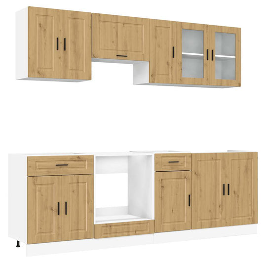8 Piece Kitchen Cabinet Set Kalmar Artisan Oak Engineered Wood 8 Piece Kitchen Cabinet Set Kalmar Artisan Oak Engineered Wood