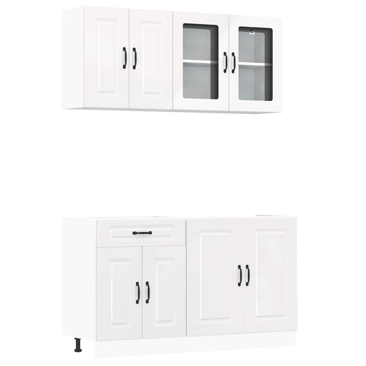 4 Piece Kitchen Cabinet Set Kalmar High Gloss White Engineered Wood 4 Piece Kitchen Cabinet Set Kalmar High Gloss White Engineered Wood
